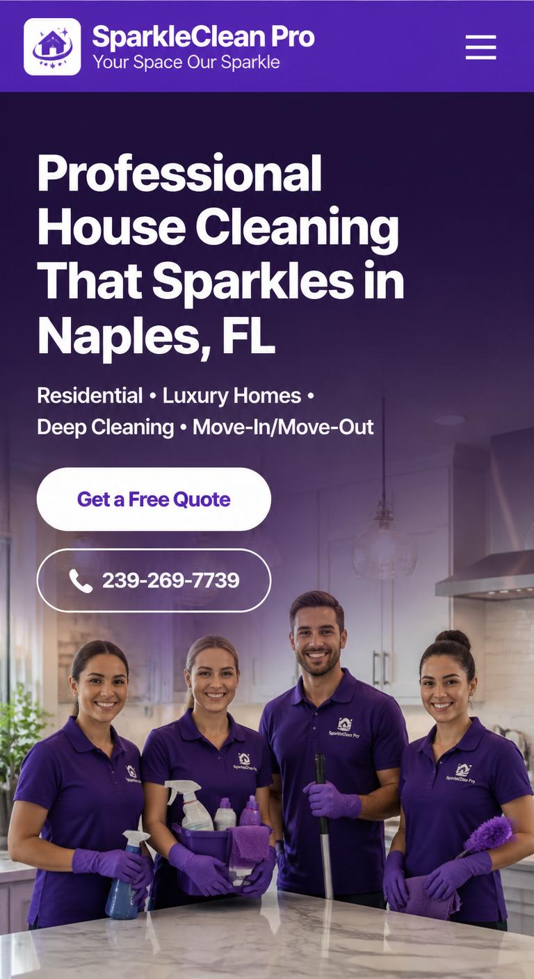 SparkleClean Pro — Cleaning Company website sample
